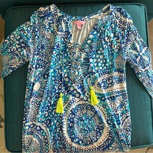 Lilly Pulitzer Blue and White Long Sleeve Dress